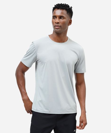 camiseta masculina de poliamida manga curta esportiva cinza
