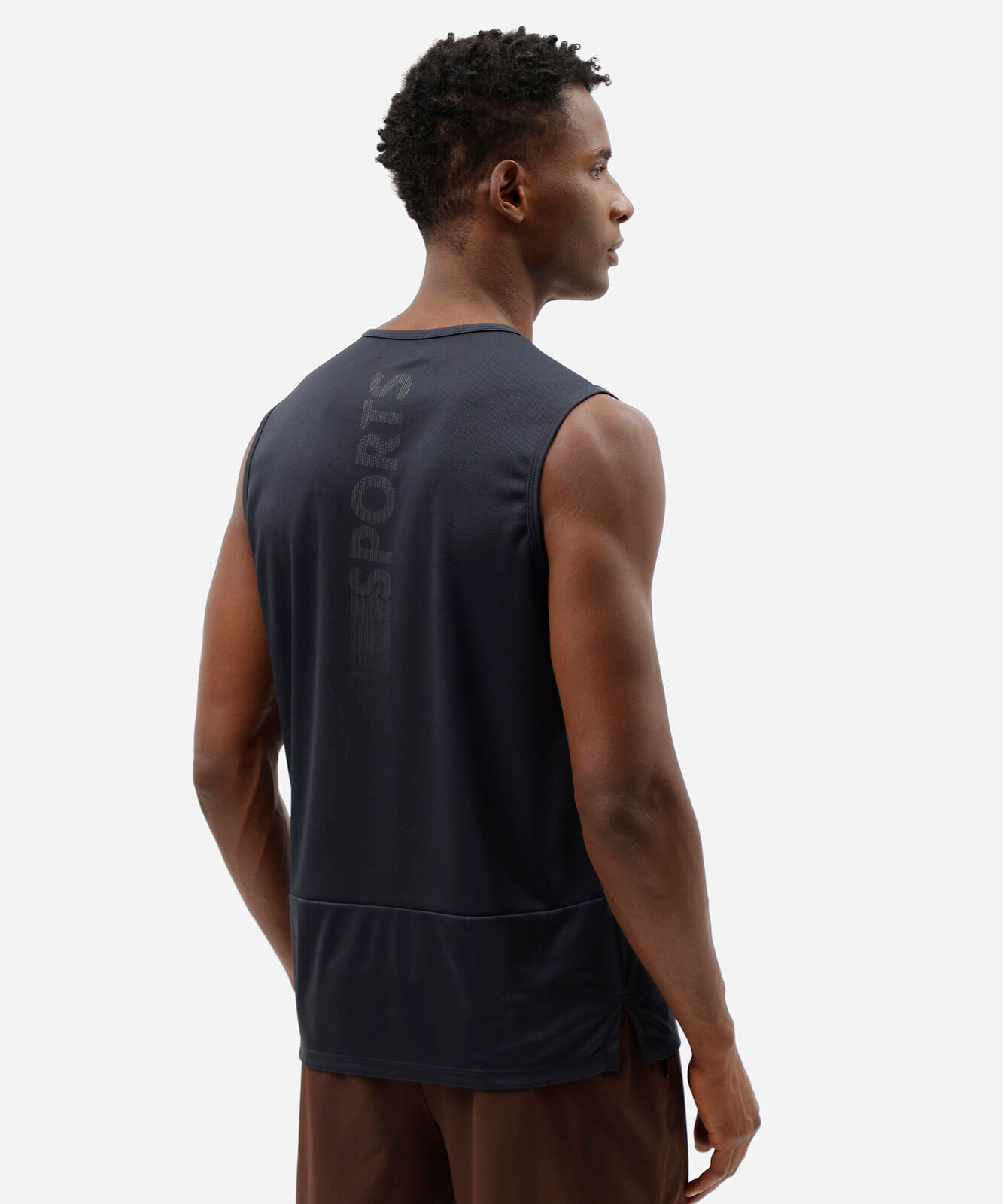 regata masculina esportiva ace com recortes estampada azul
