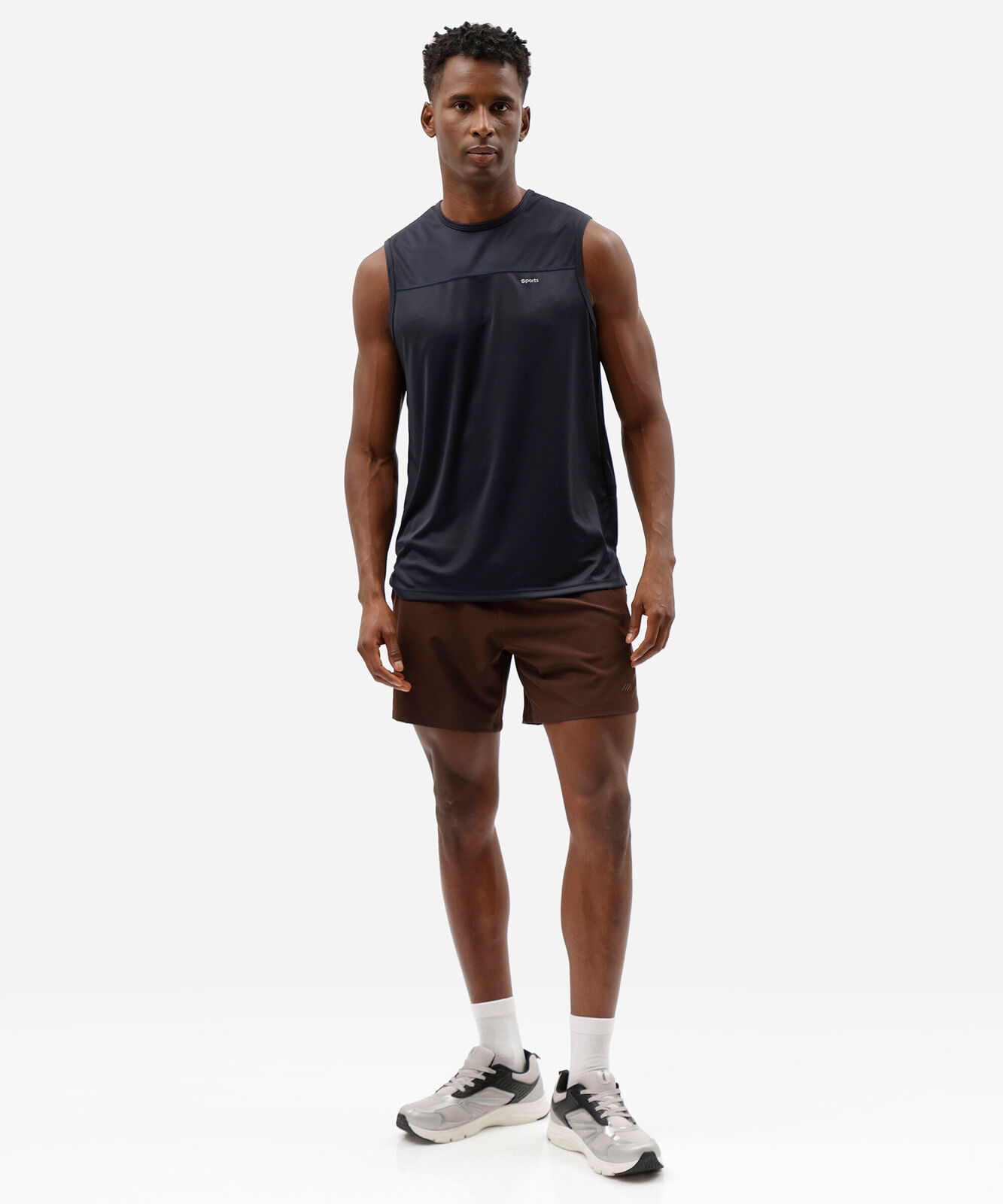 regata masculina esportiva ace com recortes estampada azul