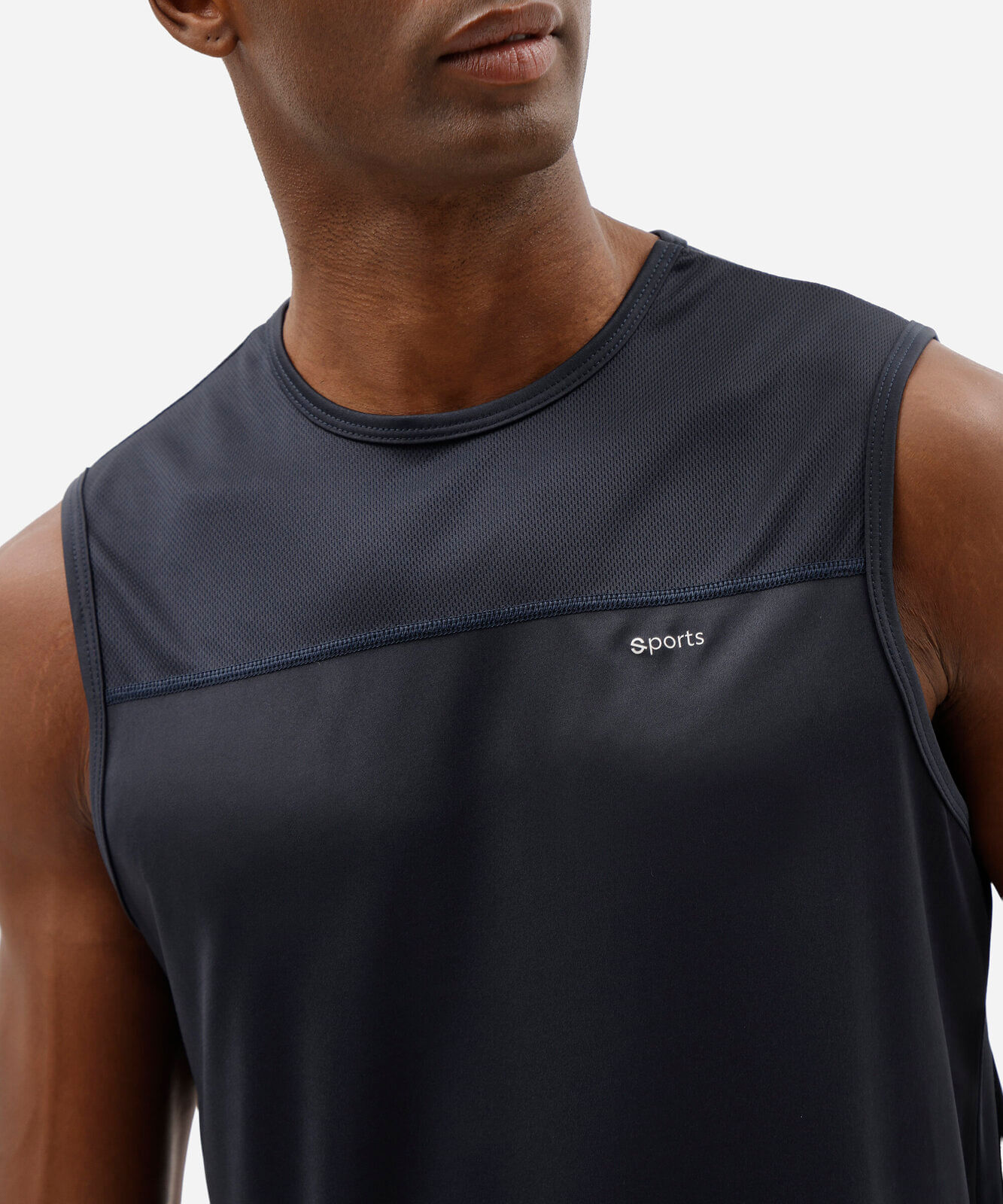 regata masculina esportiva ace com recortes estampada azul