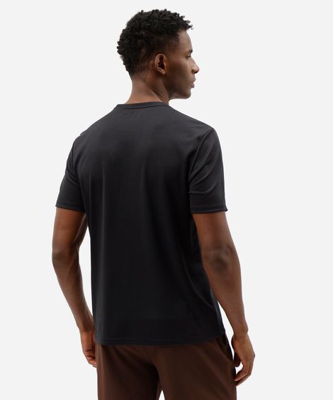 camiseta esportiva masculina manga curta estampada preta