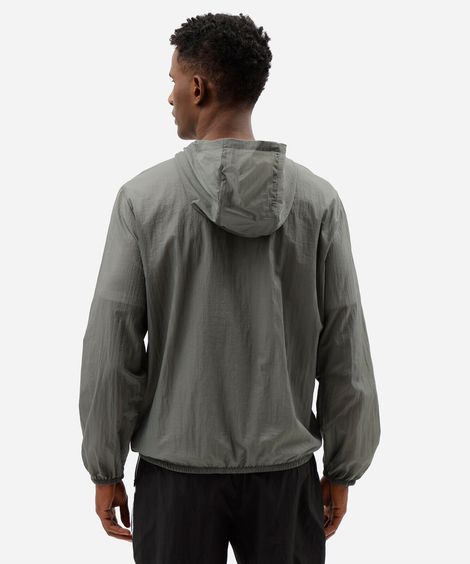 jaqueta esportiva masculina de poliamida com capuz texturizada verde