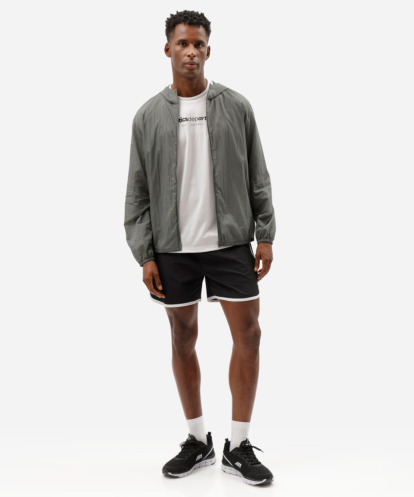 jaqueta esportiva masculina de poliamida com capuz texturizada verde