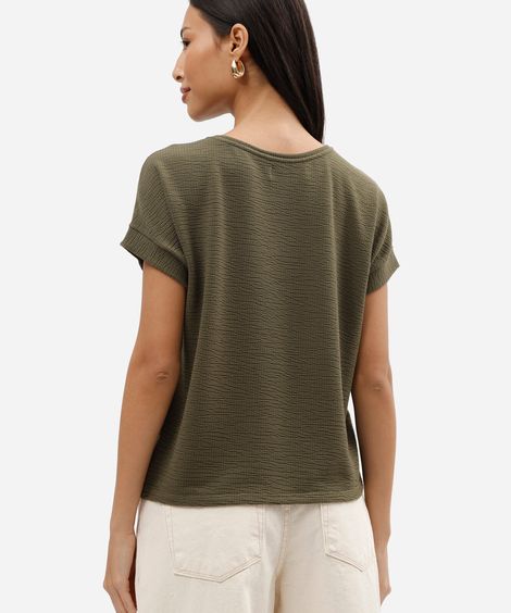 blusa feminina texturizada manga curta verde
