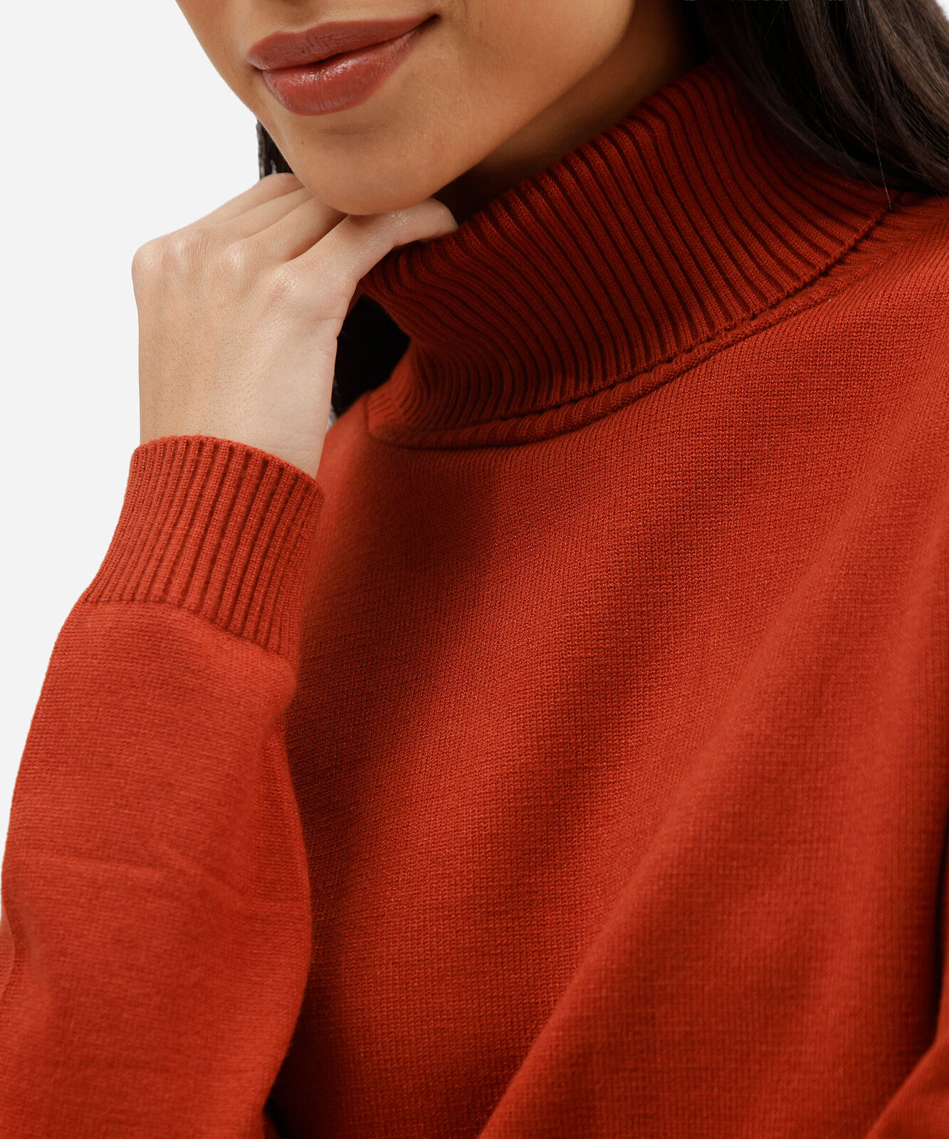 suéter feminino de tricot gola alta laranja