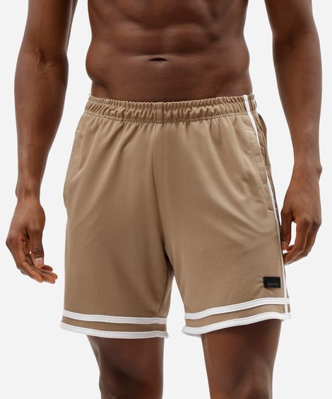 bermuda esportiva masculina com listras bege