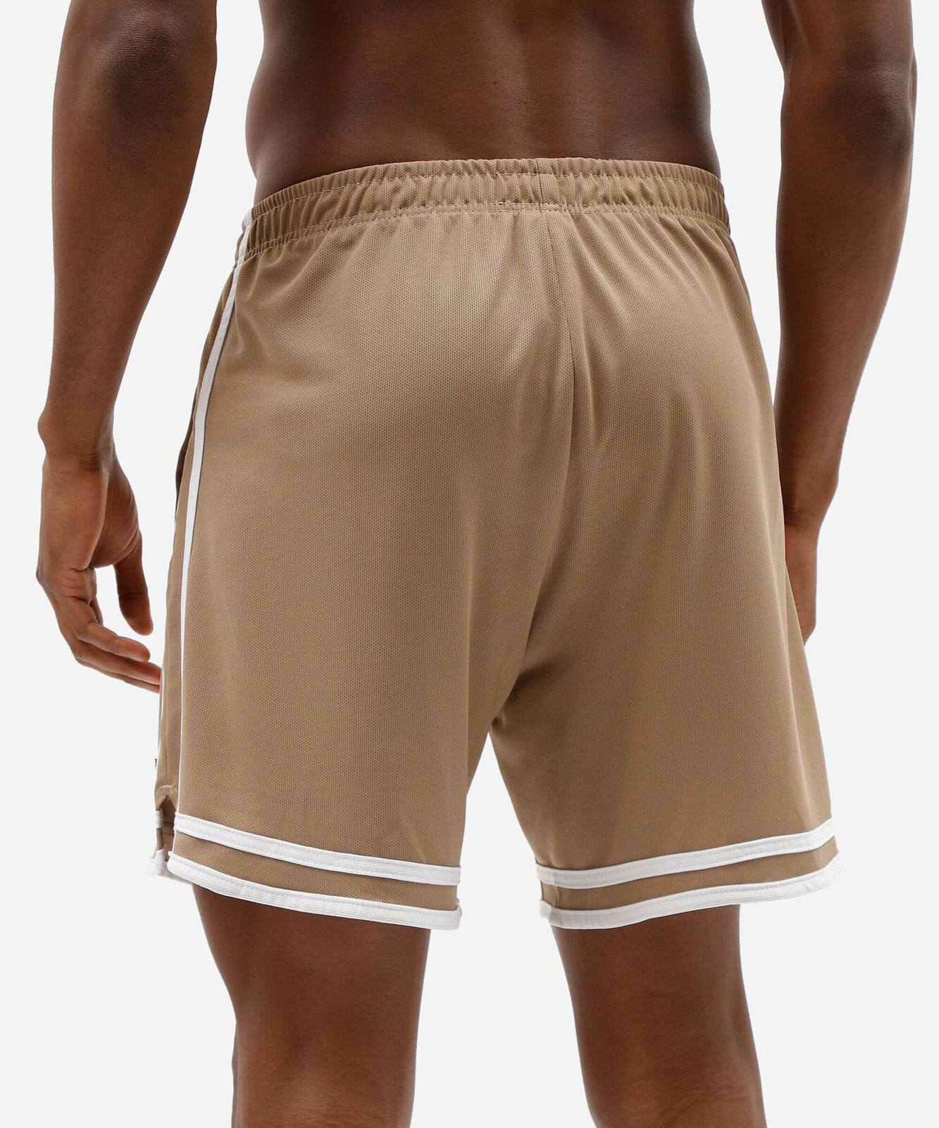 bermuda esportiva masculina com listras bege