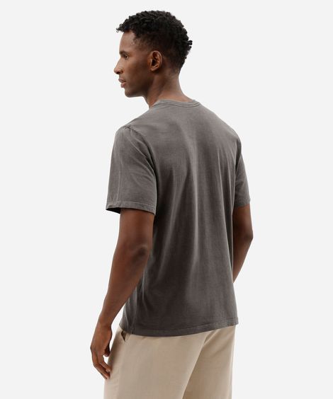 camiseta masculina comfort de algodão estonada com listras preta