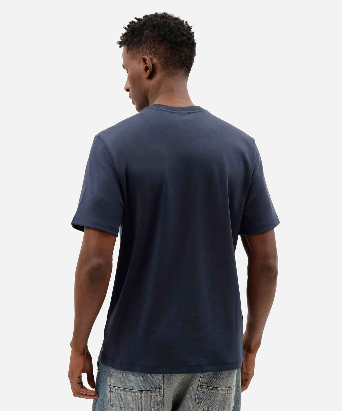 camiseta masculina comfort de malha interlock lisa azul
