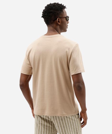 camiseta masculina com algodão manga curta estampada bege
