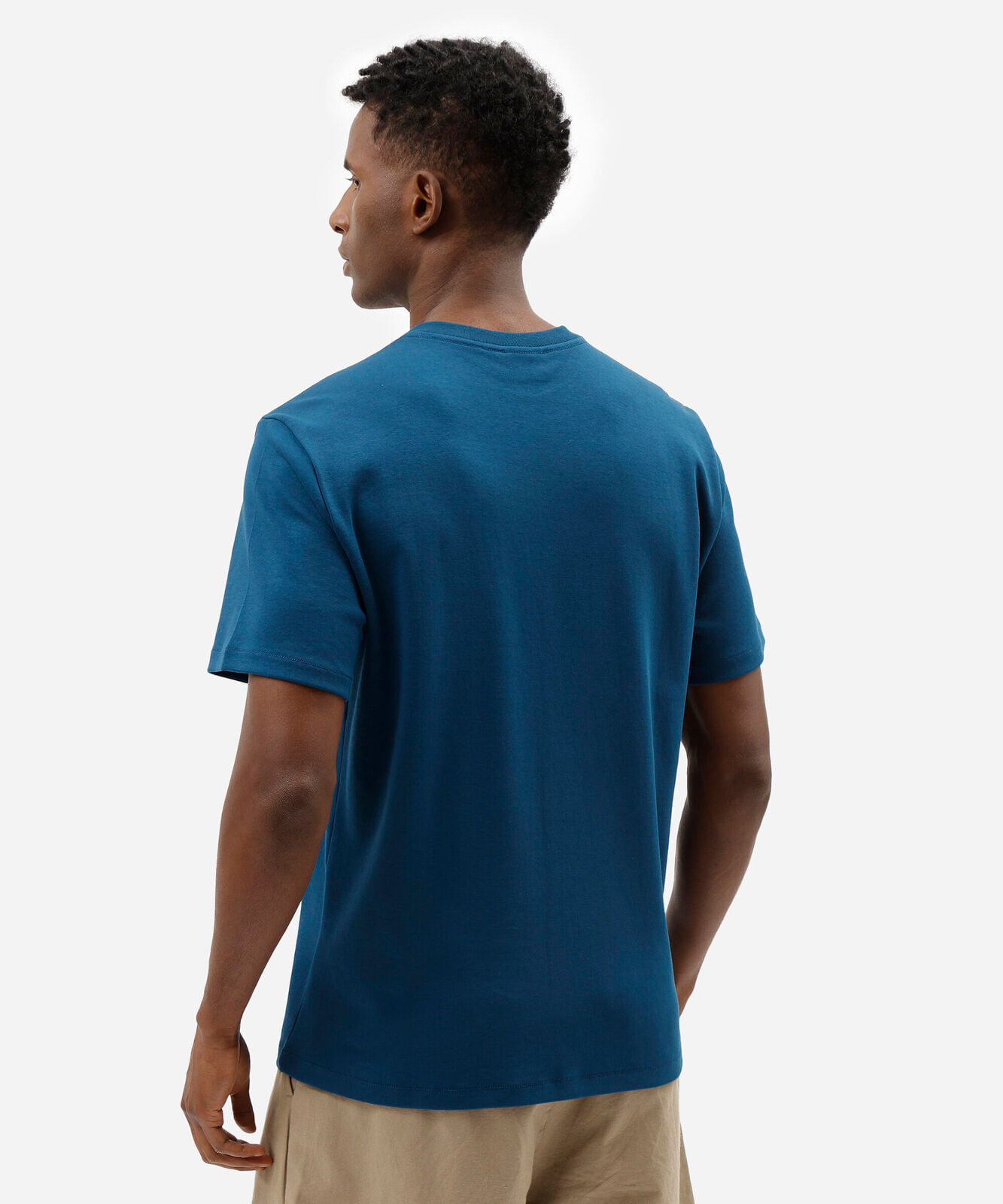 camiseta masculina comfort de malha interlock lisa azul