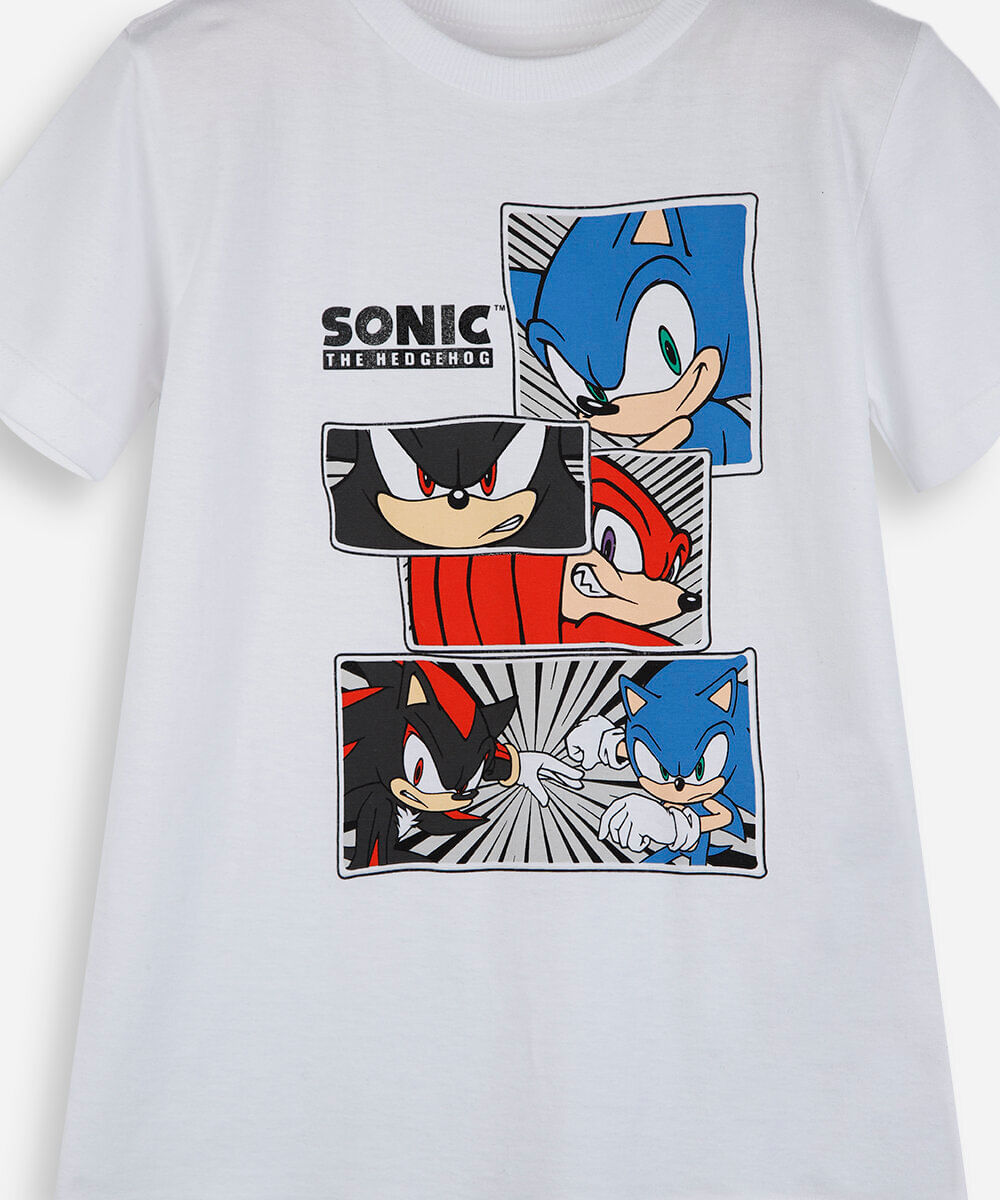 conjunto curto infantil de algodão sonic off white
