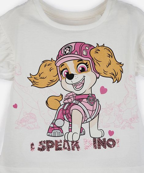 conjunto curto infantil de algodão patrulha canina off white
