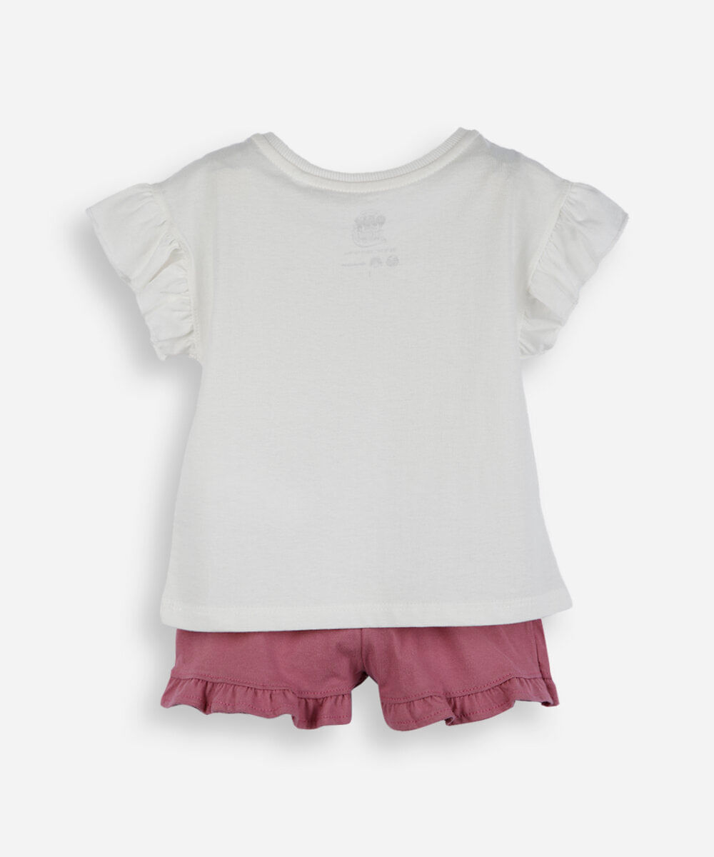 conjunto curto infantil de algodão patrulha canina off white