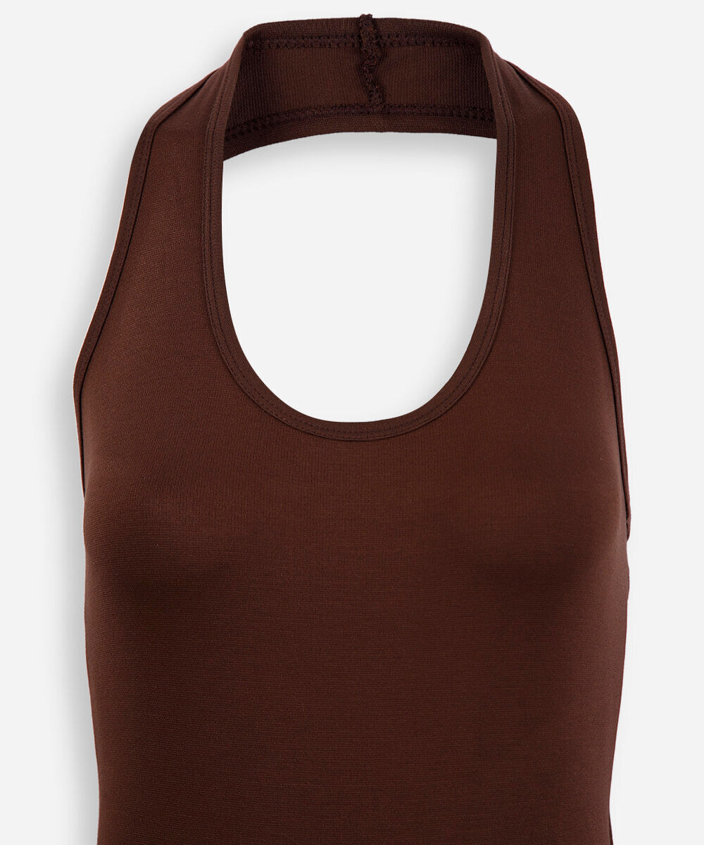 body frente única juvenil com viscose marrom