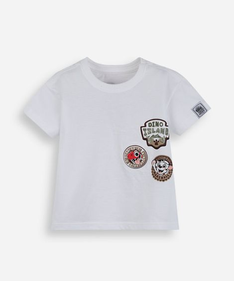 camiseta infantil de algodão manga curta patrulha canina off white