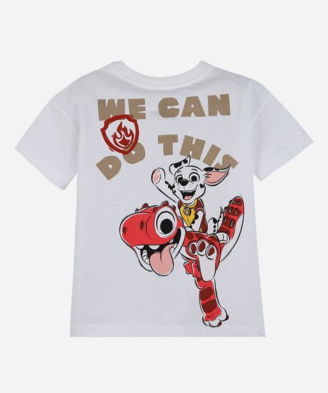camiseta infantil de algodão manga curta patrulha canina off white
