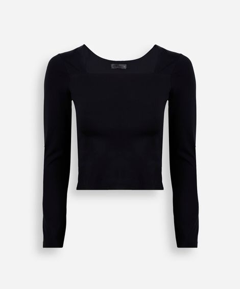 blusa juvenil manga longa preta