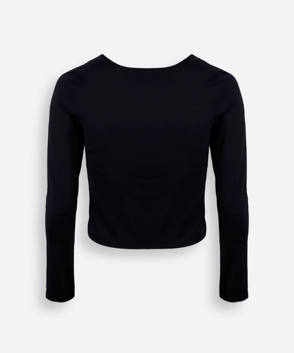 blusa juvenil manga longa preta