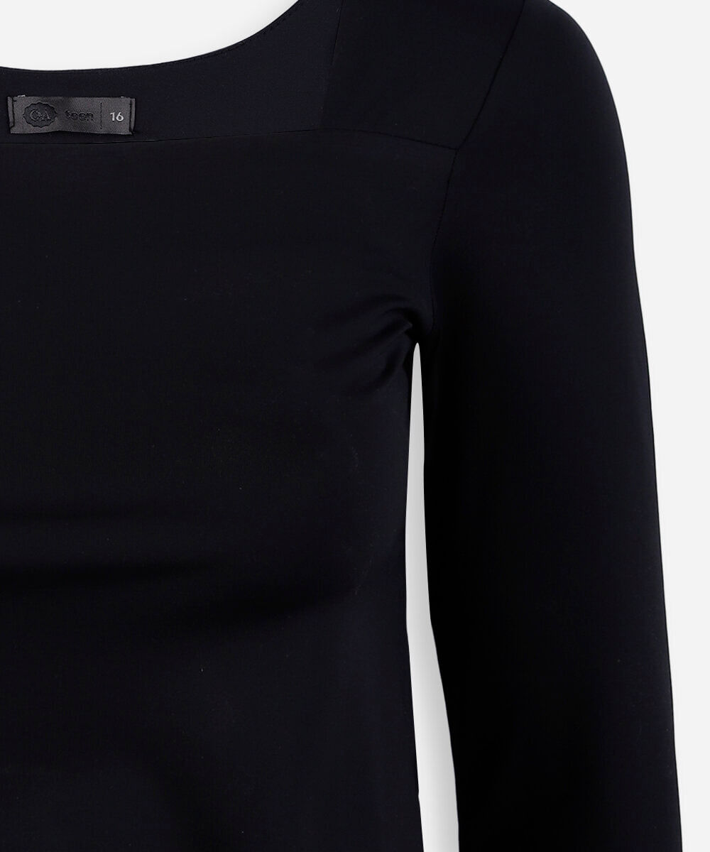 blusa juvenil manga longa preta