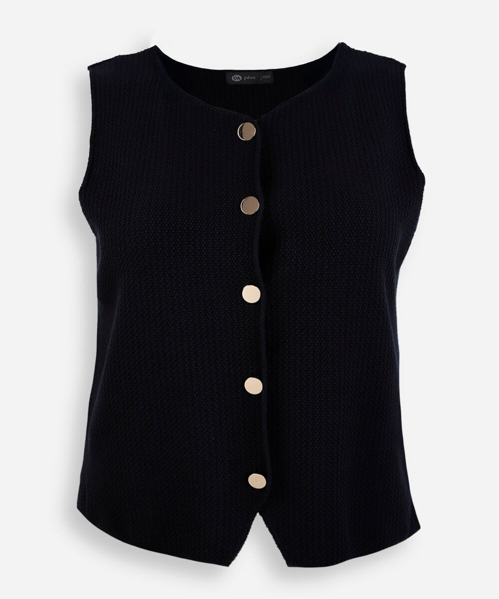 colete feminino de tricot plus size azul