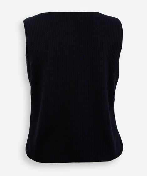 colete feminino de tricot plus size azul