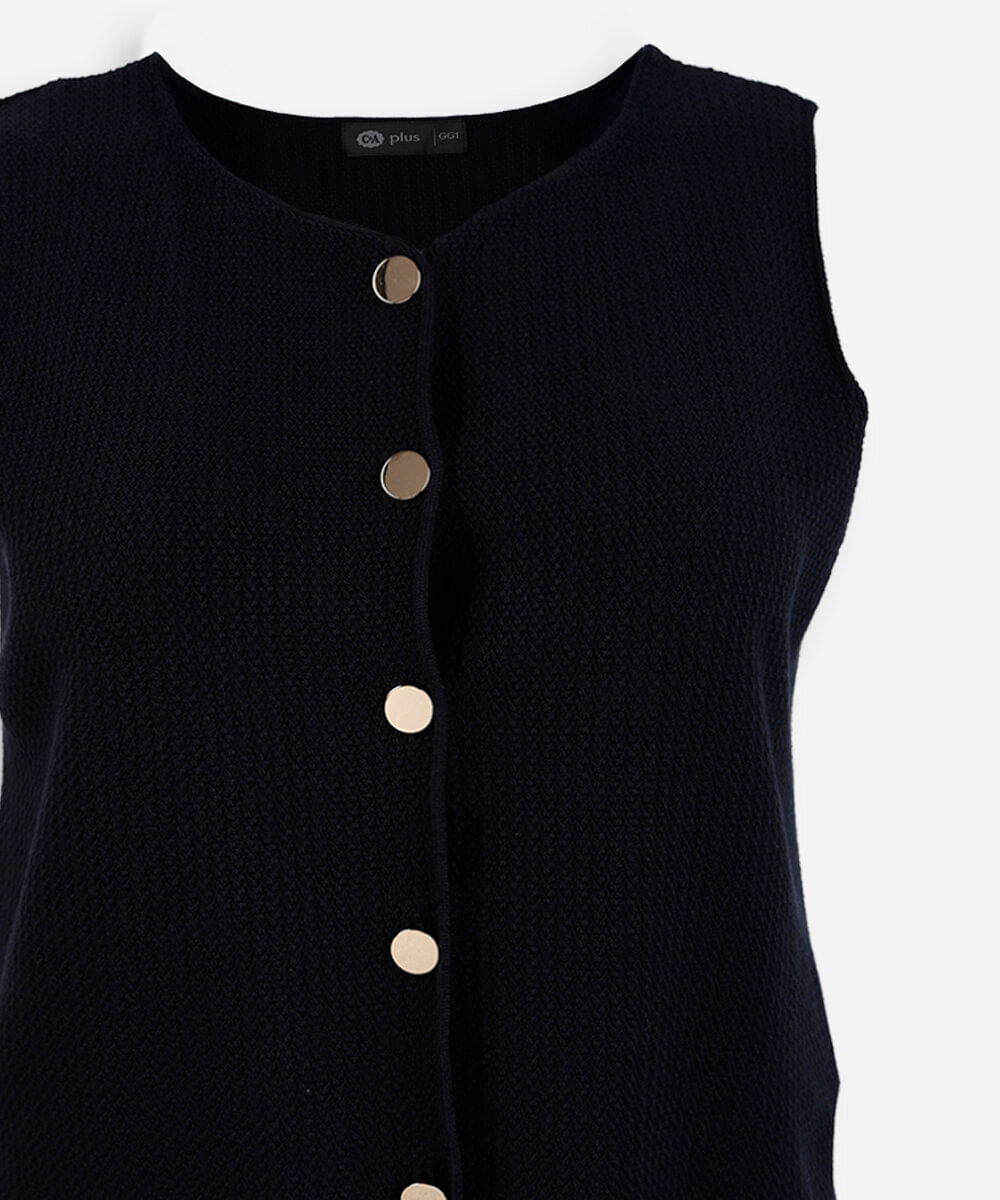 colete feminino de tricot plus size azul