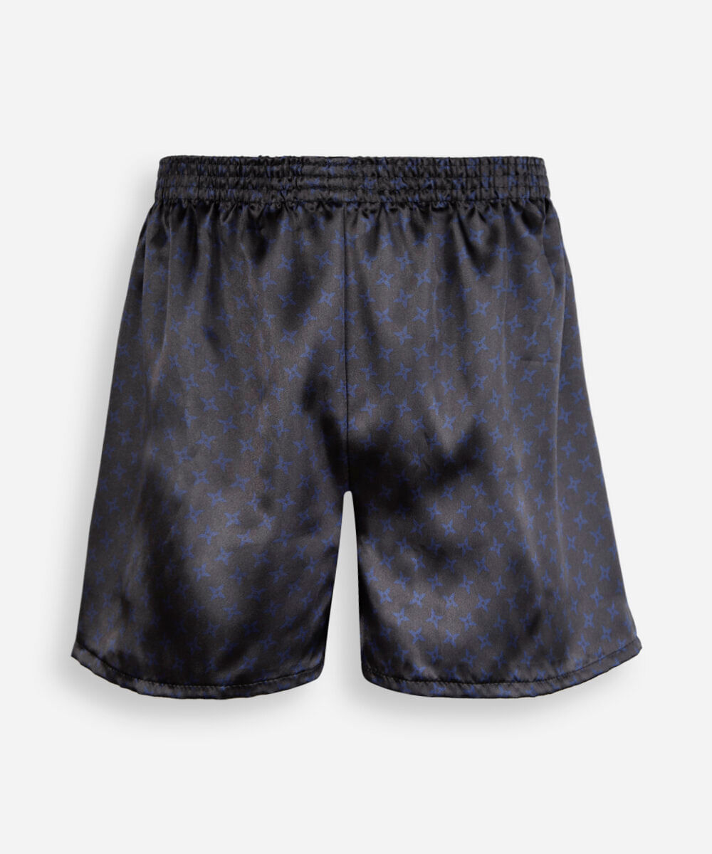 cueca samba canção masculina estampada acetinada  preta