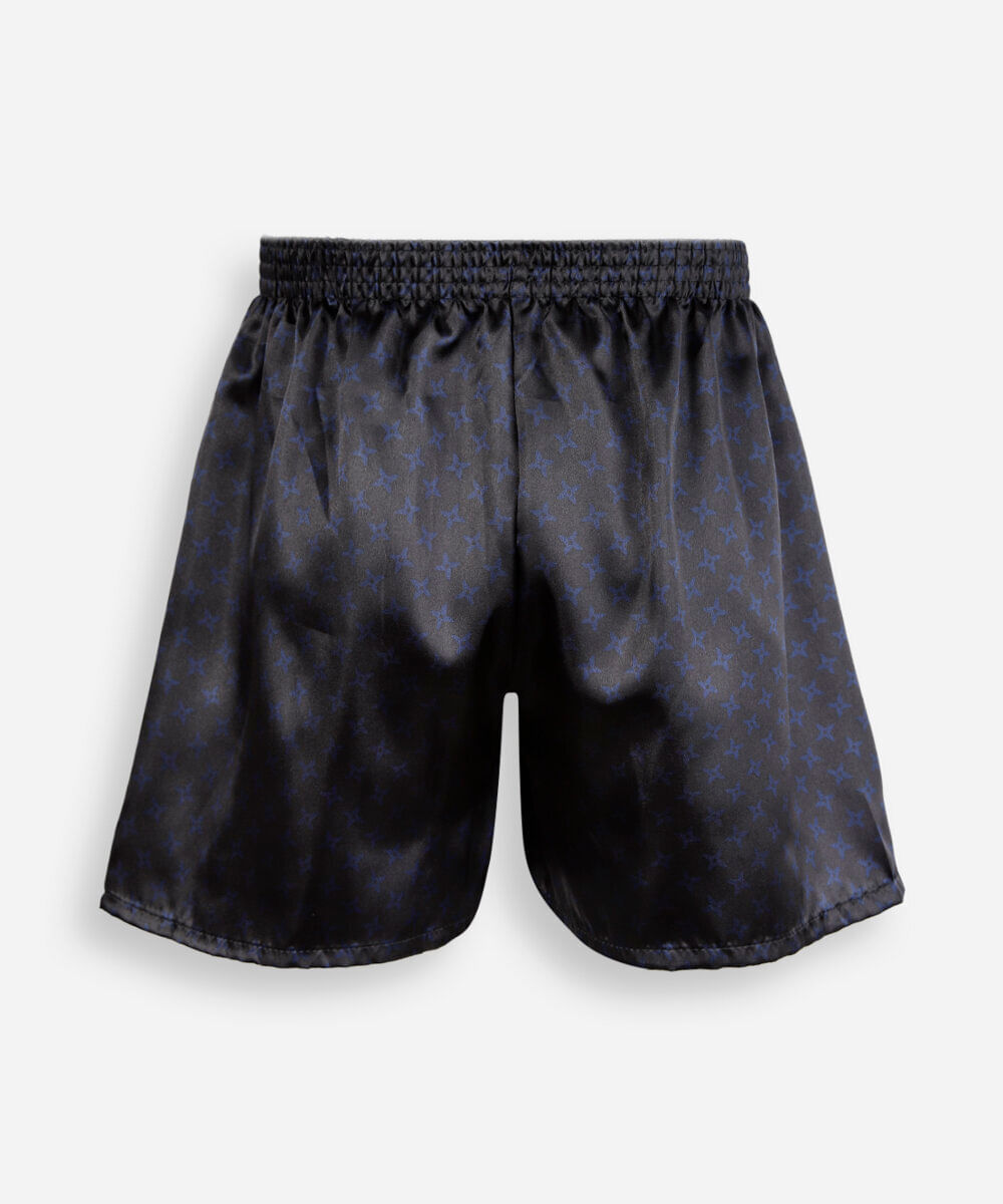 cueca samba canção masculina estampada acetinada  preta