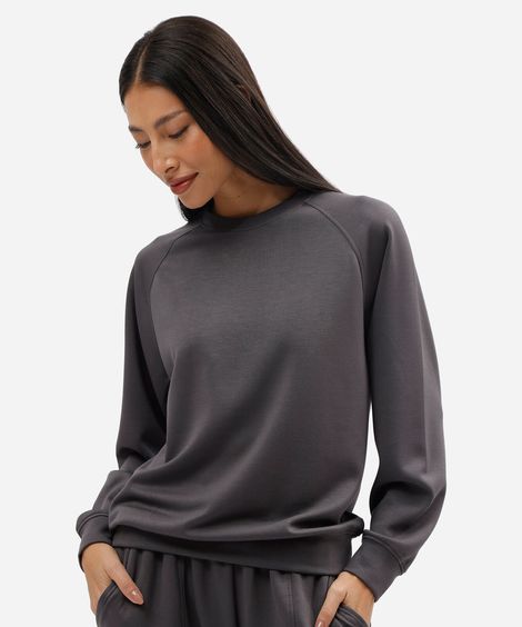 blusa de pijama feminina com viscose manga longa cinza