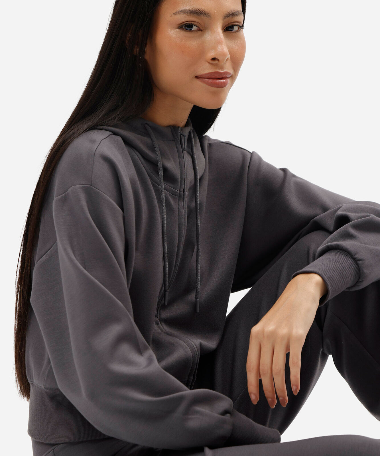 jaqueta de pijama feminina com viscose e capuz cinza