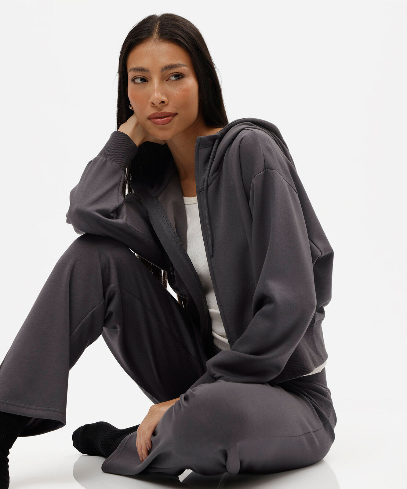 calça de pijama com viscose cós elástico cinza