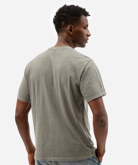 camiseta masculina comfort de algodão estonada com listras verde