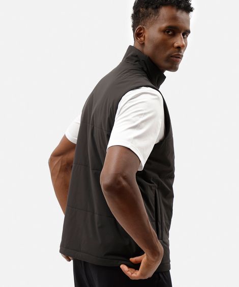 colete puffer esportivo masculino gola alta preto