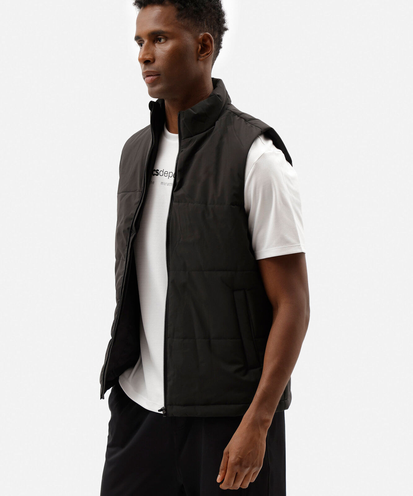 colete puffer esportivo masculino gola alta preto
