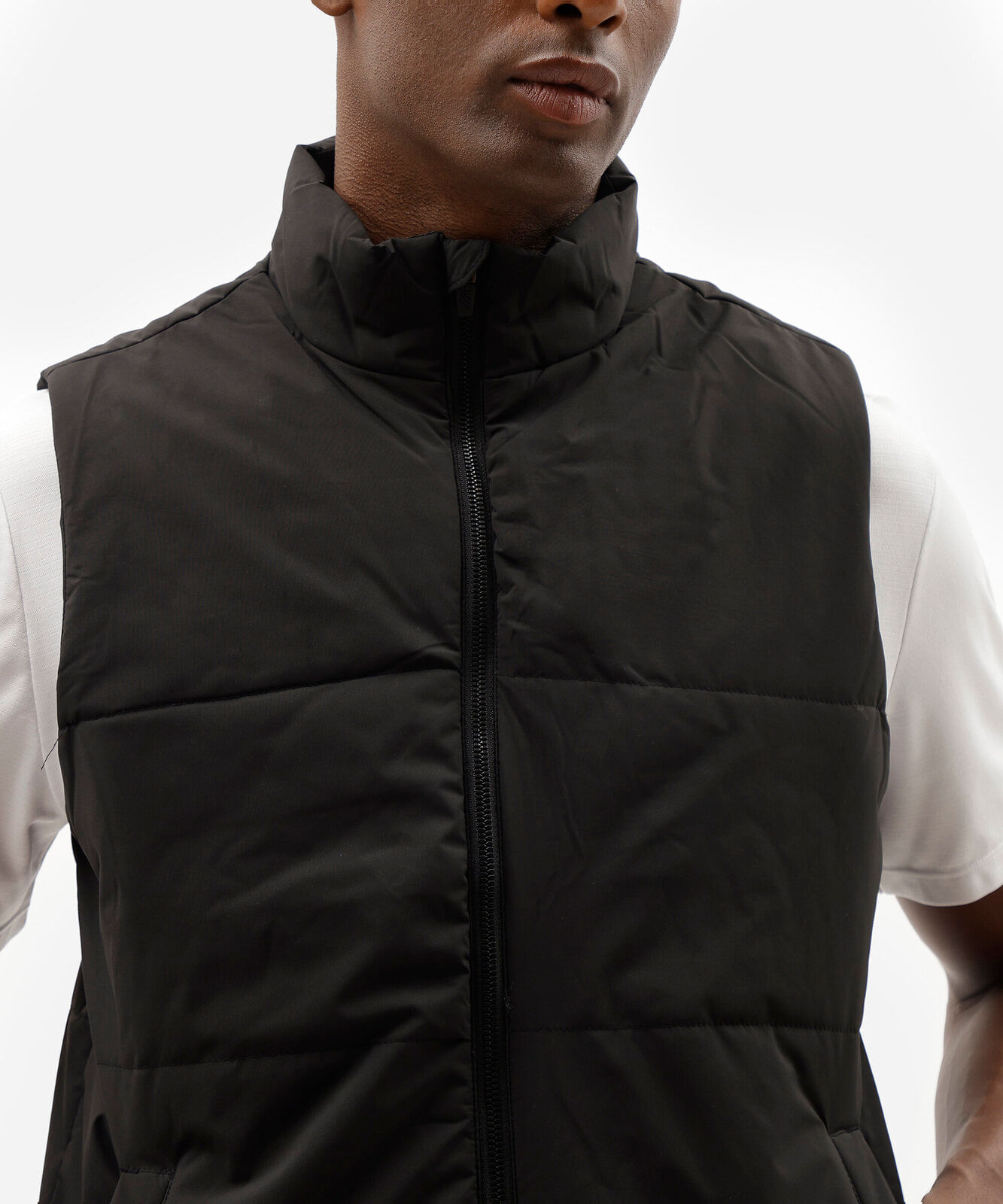 colete puffer esportivo masculino gola alta preto