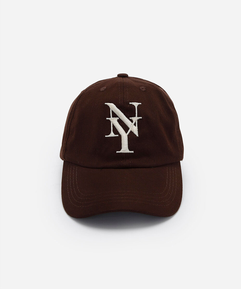 boné masculino aba curva maleável ny marrom