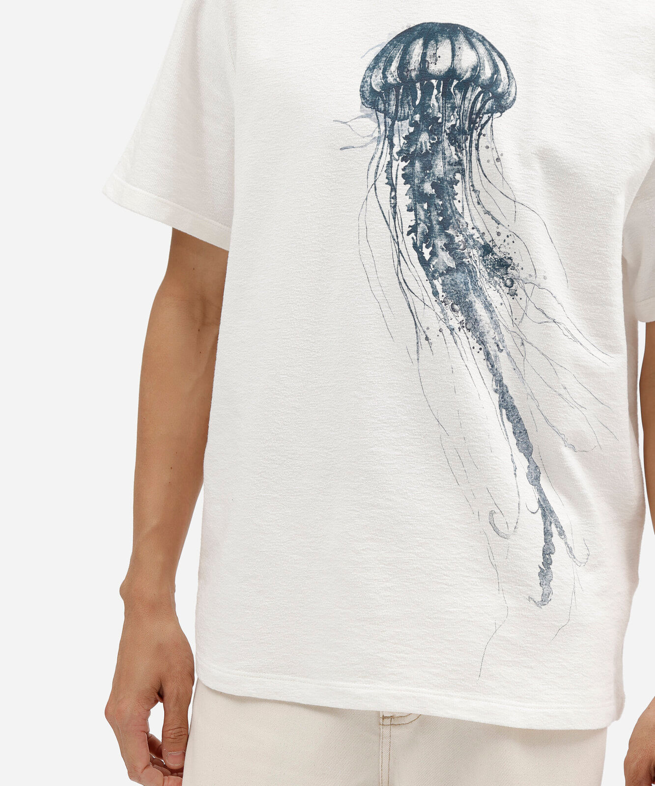 camiseta masculina de algodão manga curta estampada off white