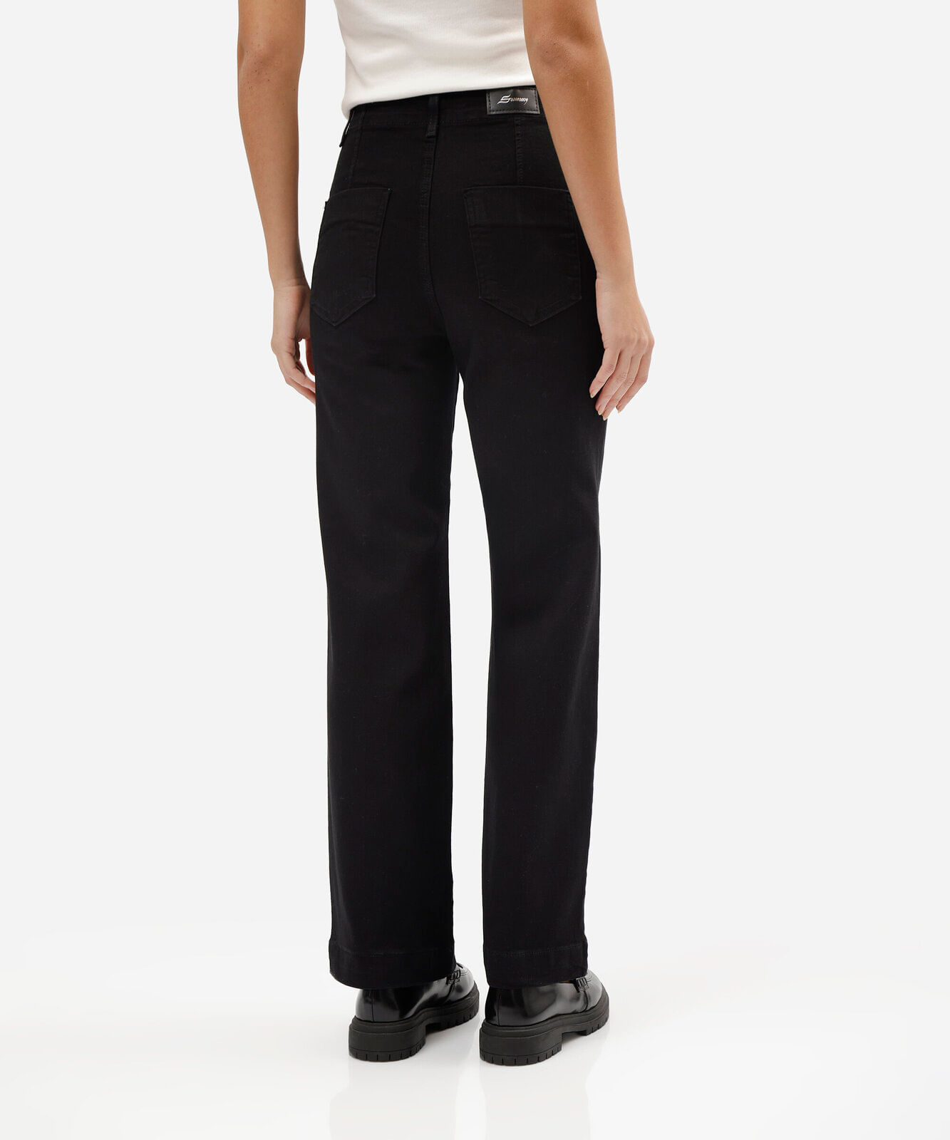 calça wide leg feminina cintura alta sawary preta