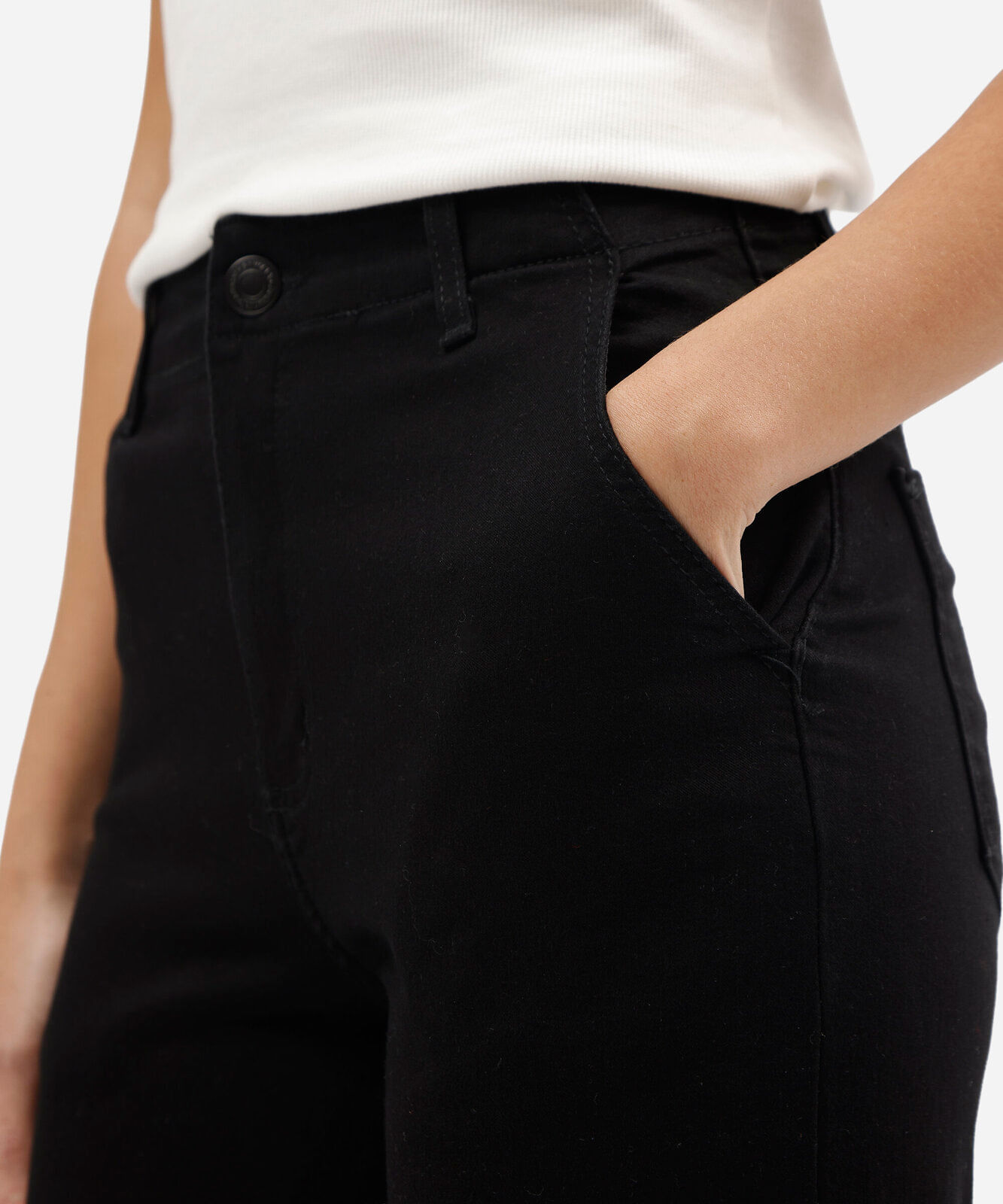calça wide leg feminina cintura alta sawary preta