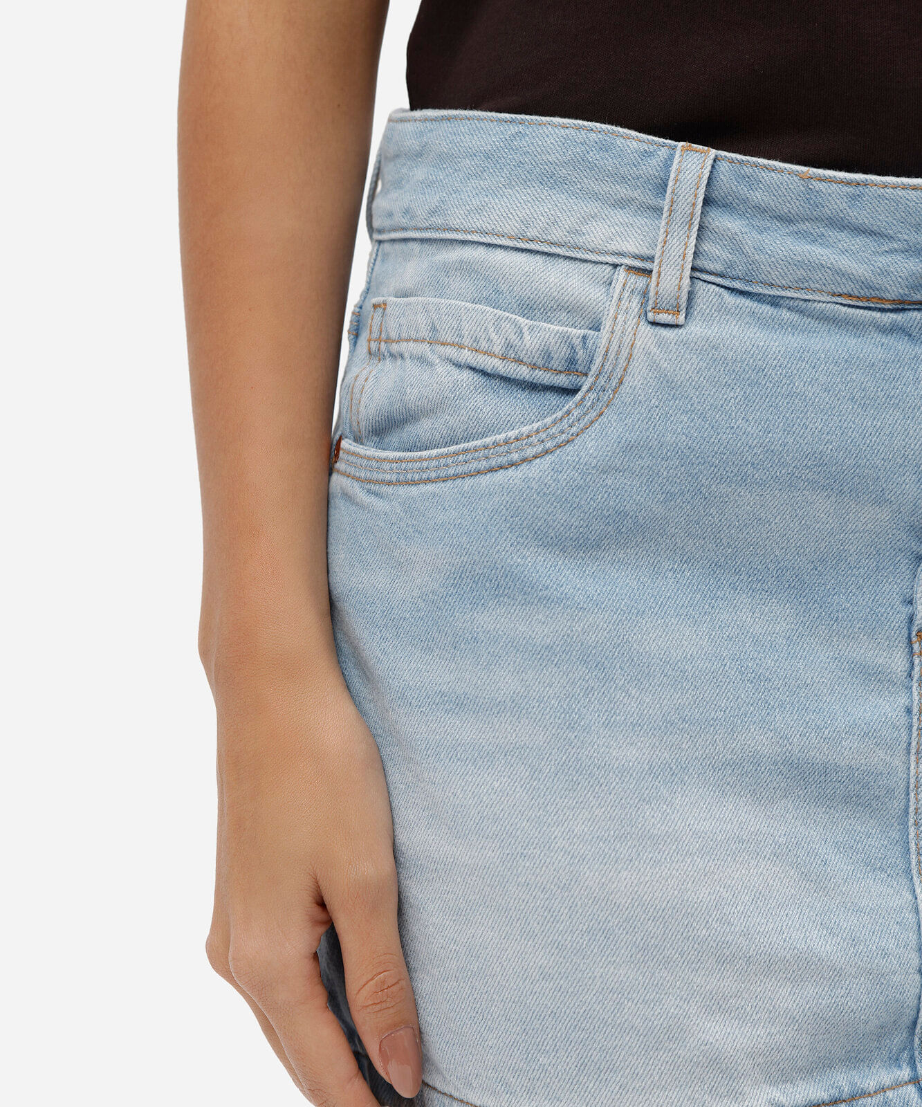 short saia feminino jeans cintura baixa azul
