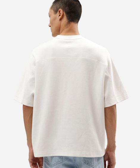 camiseta box fit masculina com algodão e recorte manga curta off white