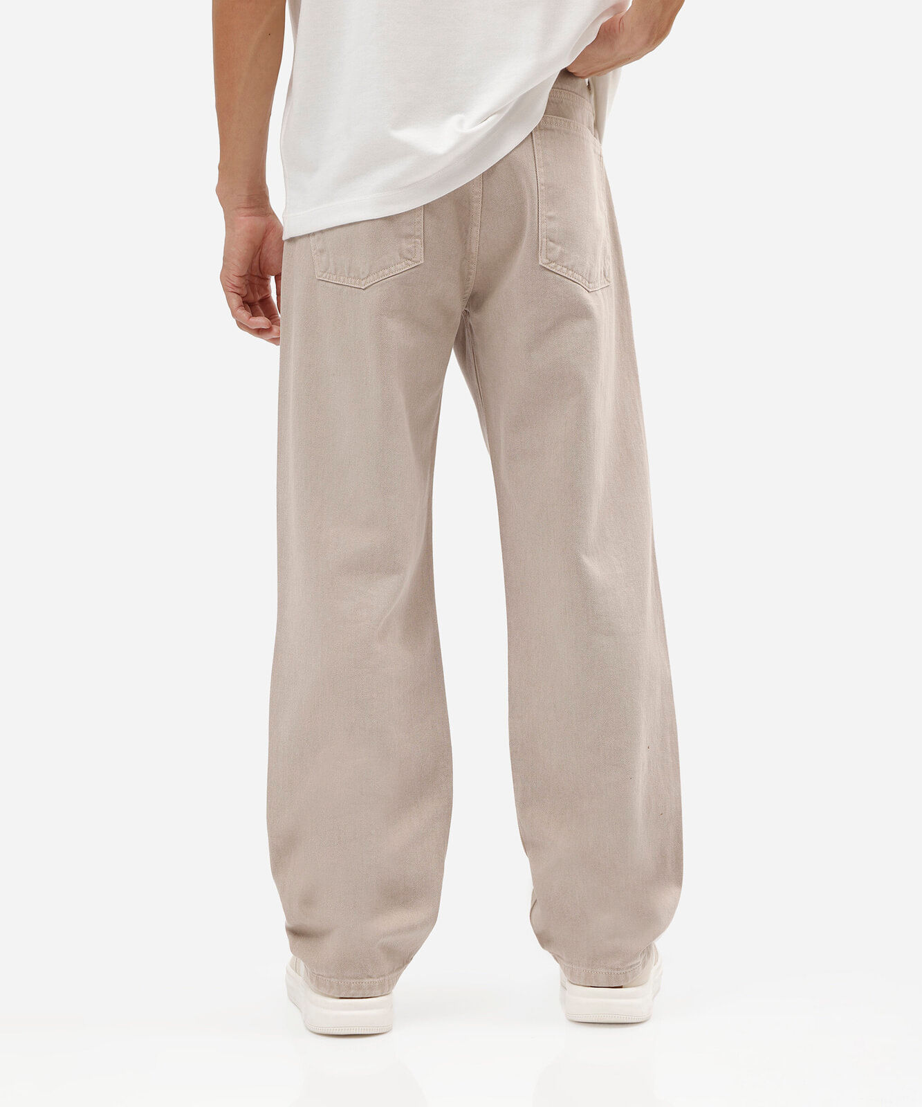 calça reta masculina jeans  bege