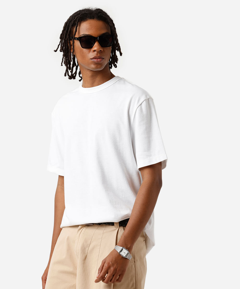 camiseta relaxed masculina de algodão coolmax branca