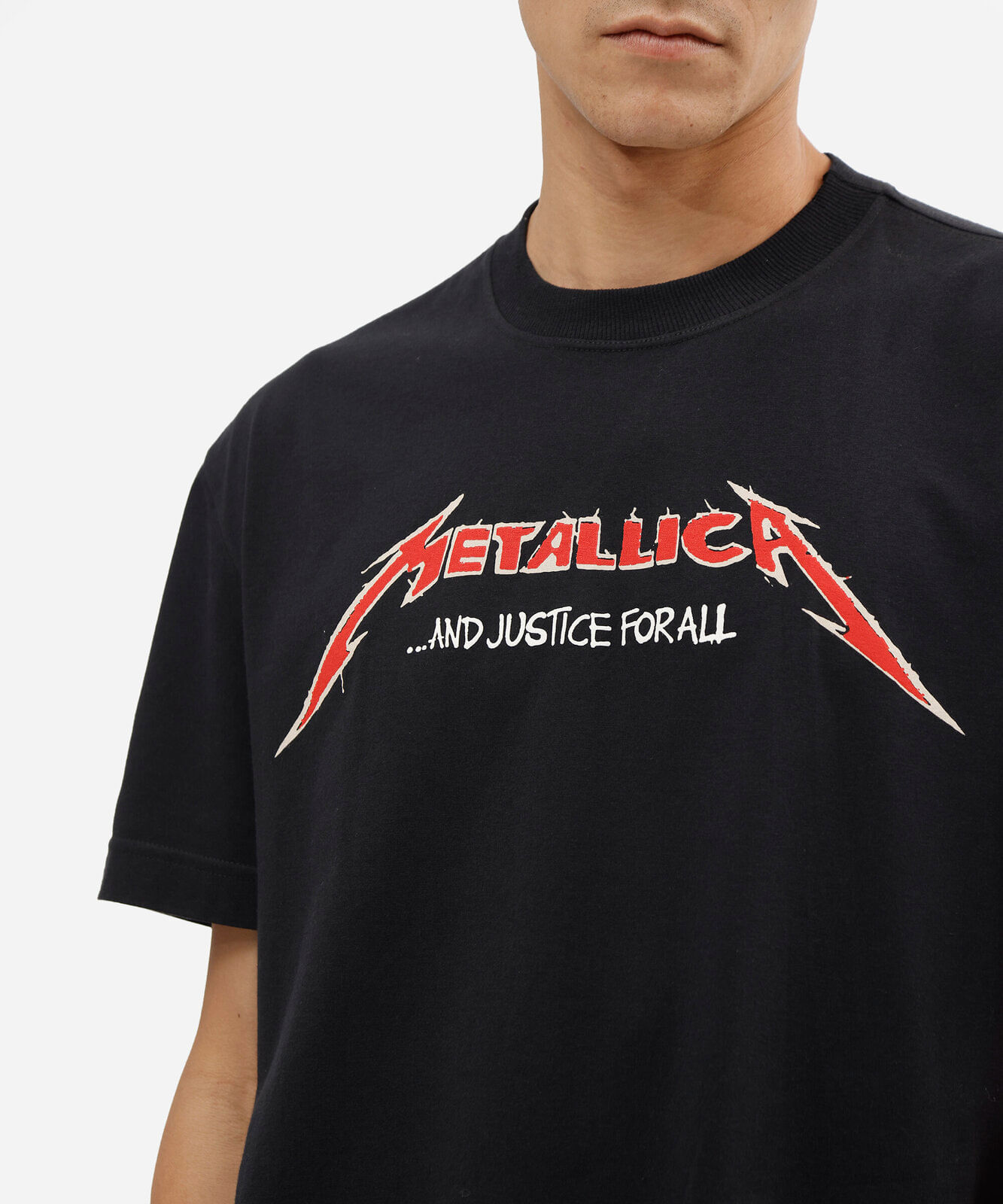 camiseta masculina de algodão metallica preta