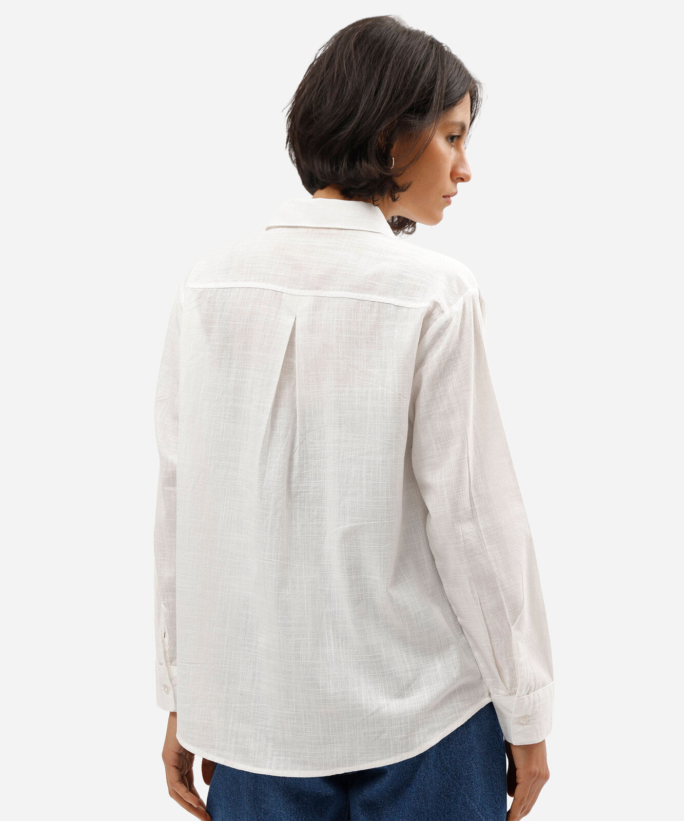 camisa feminina de algodão manga longa off white