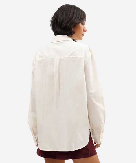 camisa feminina de algodão manga longa off white