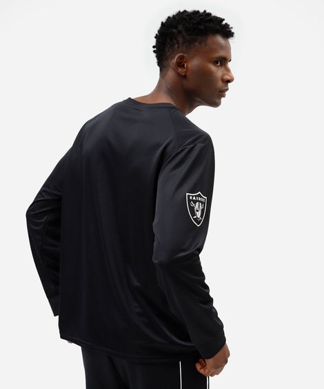 camiseta masculina manga longa raiders nfl preta