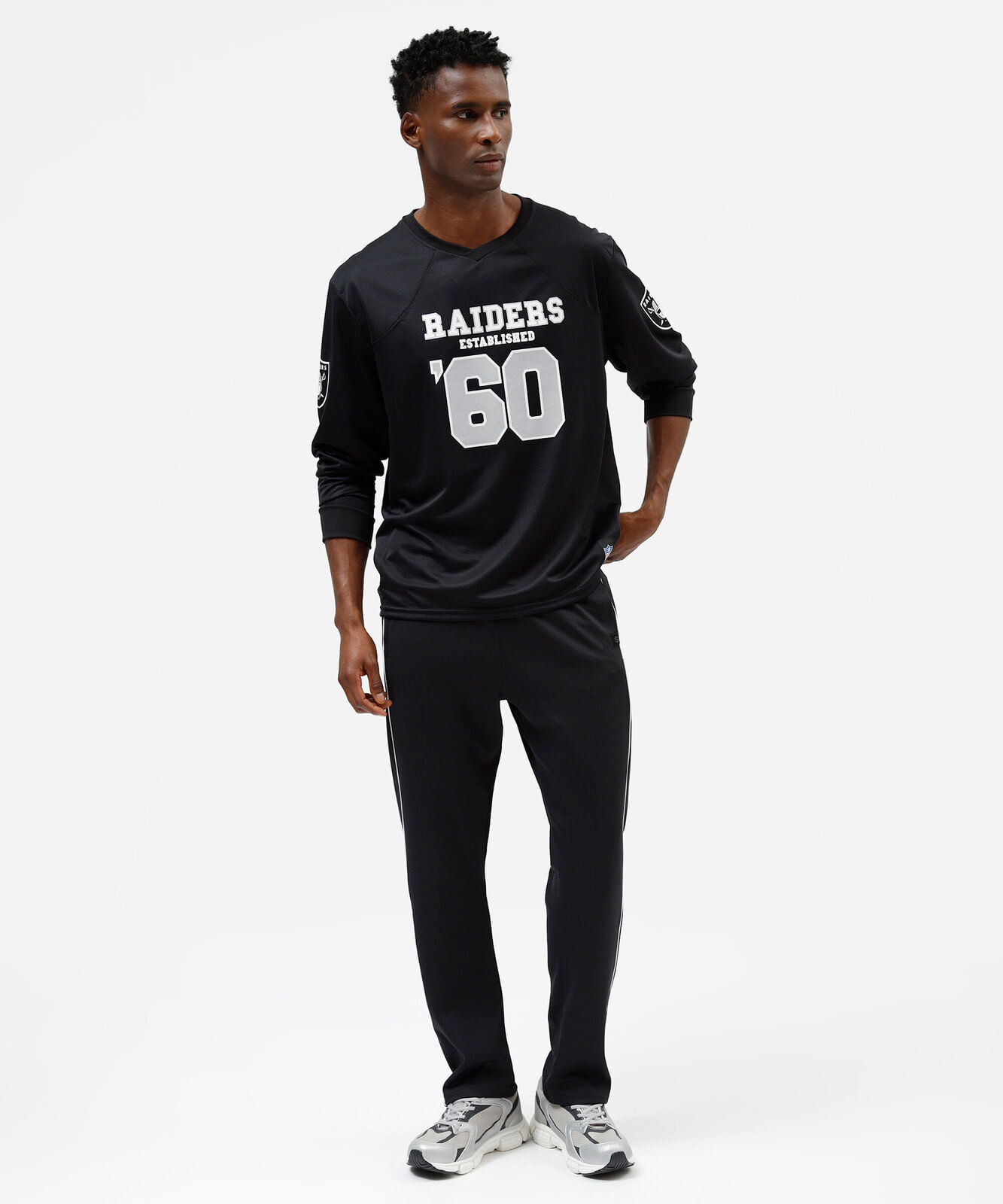 camiseta masculina manga longa raiders nfl preta
