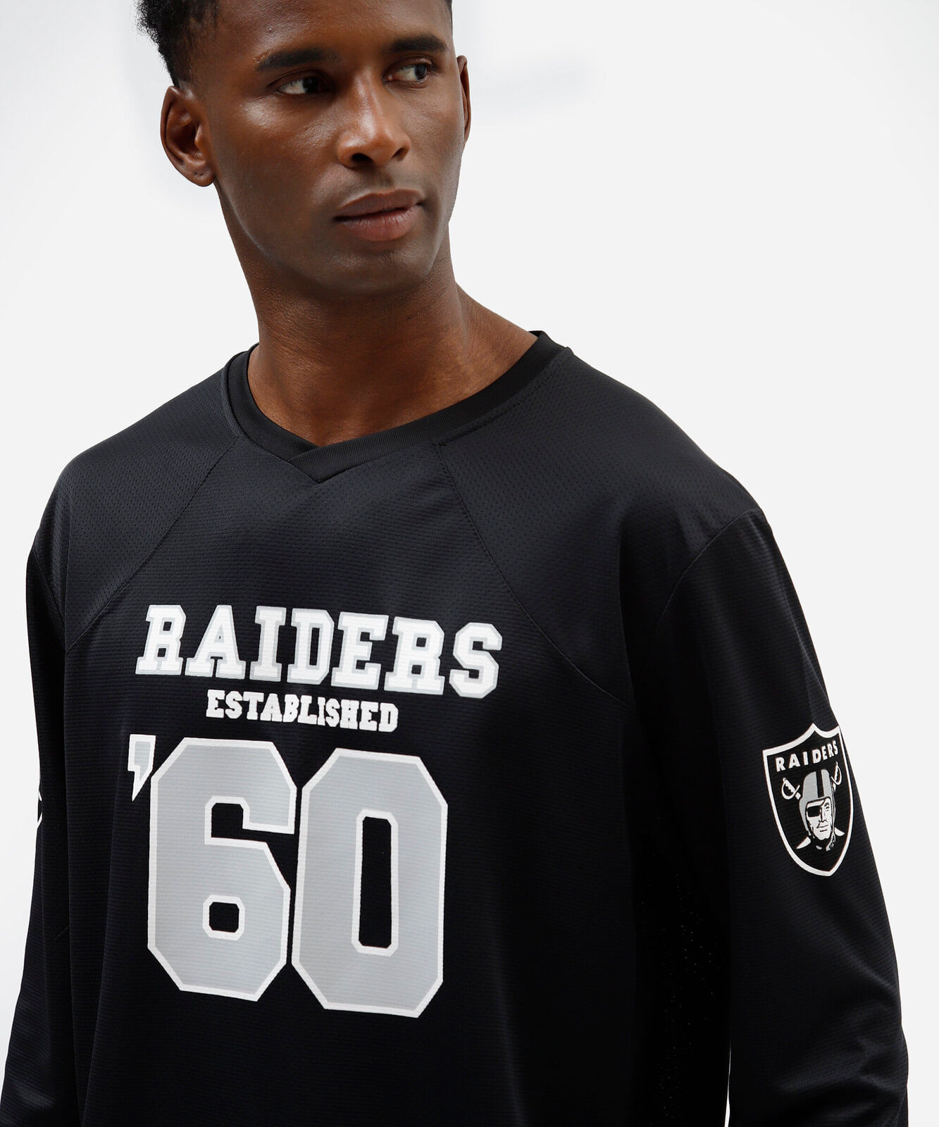 camiseta masculina manga longa raiders nfl preta